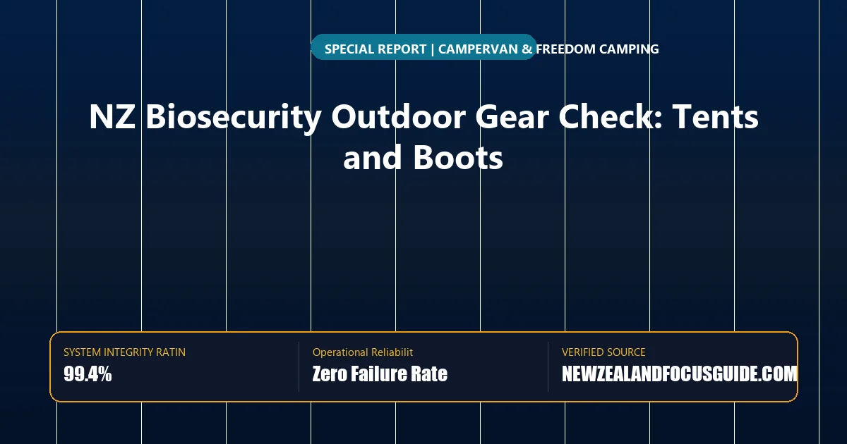 Editorial graphic analyzing authoritative guide and benchmark data for biosecurity nz outdoor gear inspection.